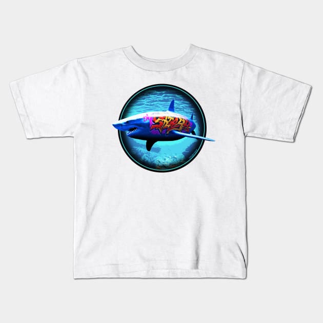Tagged Shark Kids T-Shirt by robotface